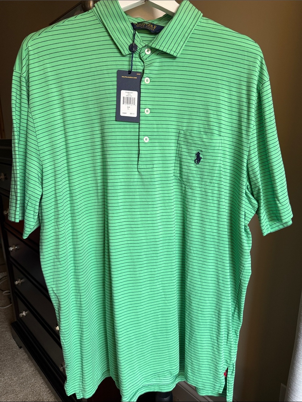 Polo Golf by Ralph Lauren Mint Green Thin-Striped Pocket Polo